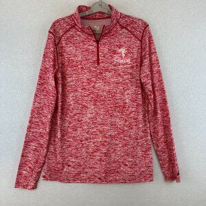 BADGER SPORT WOMEN'S 1/4 ZIP LIGHTWEIGHT PULLOVER IN HEATHERED RED COLOR SIZE L